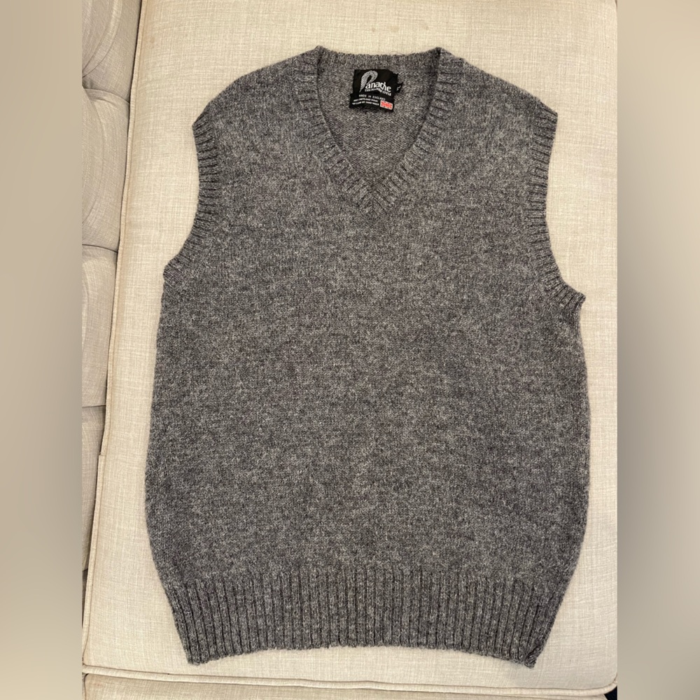 Vintage grey wool sweater vest Made in England men’s XL
